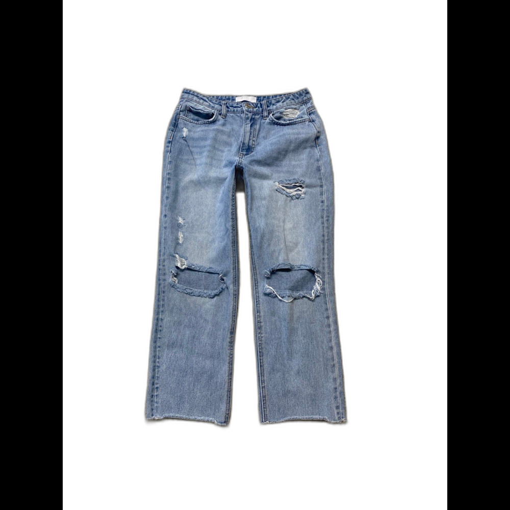 Vervet 90s High-Rise Straight Leg Crop Distressed Raw Hem Jeans Size 29